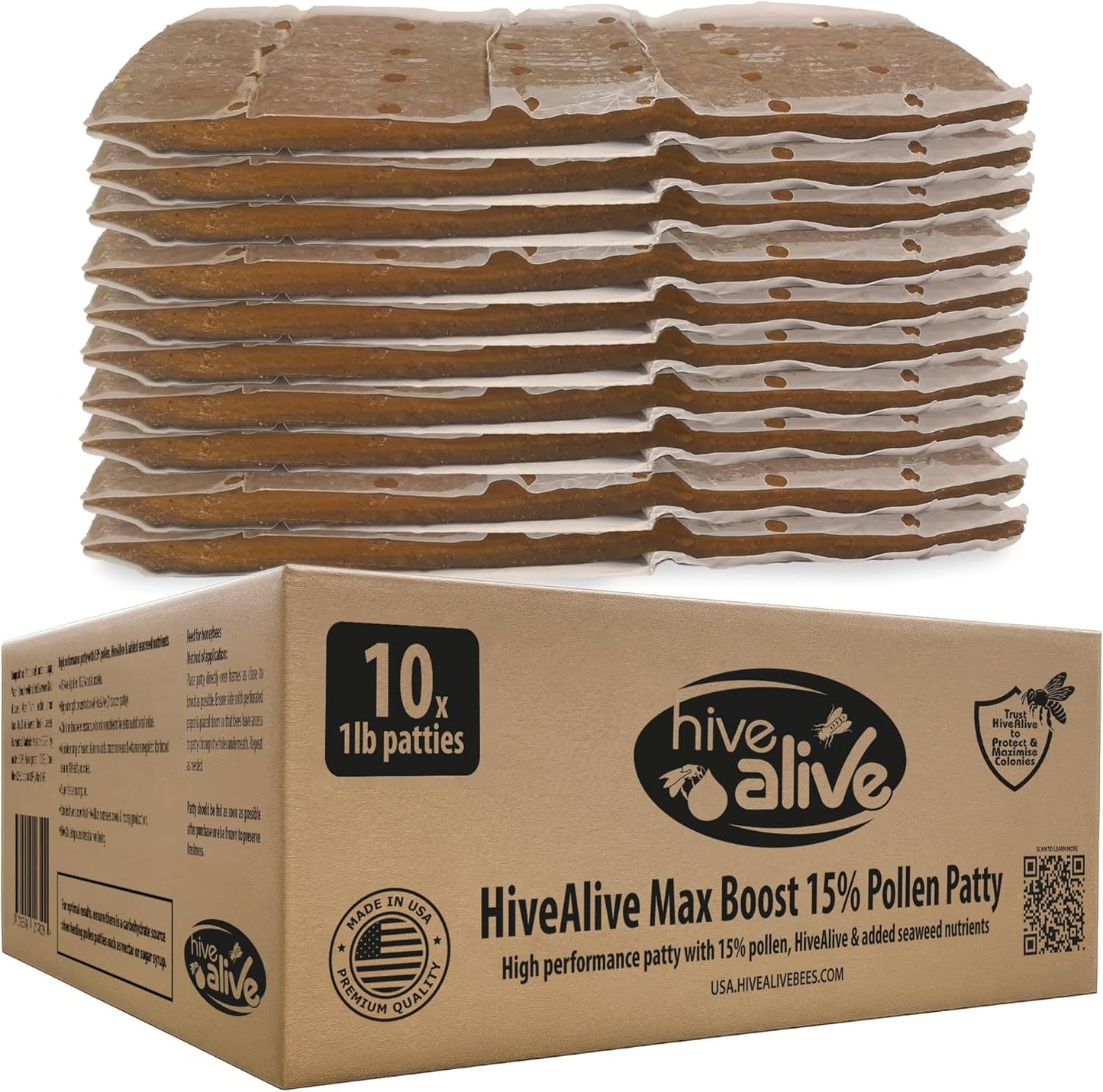 HIVE ALIVE Pollen Patty for Honey Bees - 10lb of Nutrition