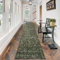 Vintage Carpet Runner for Hallway 12ft - Washable Low-Pile Floral