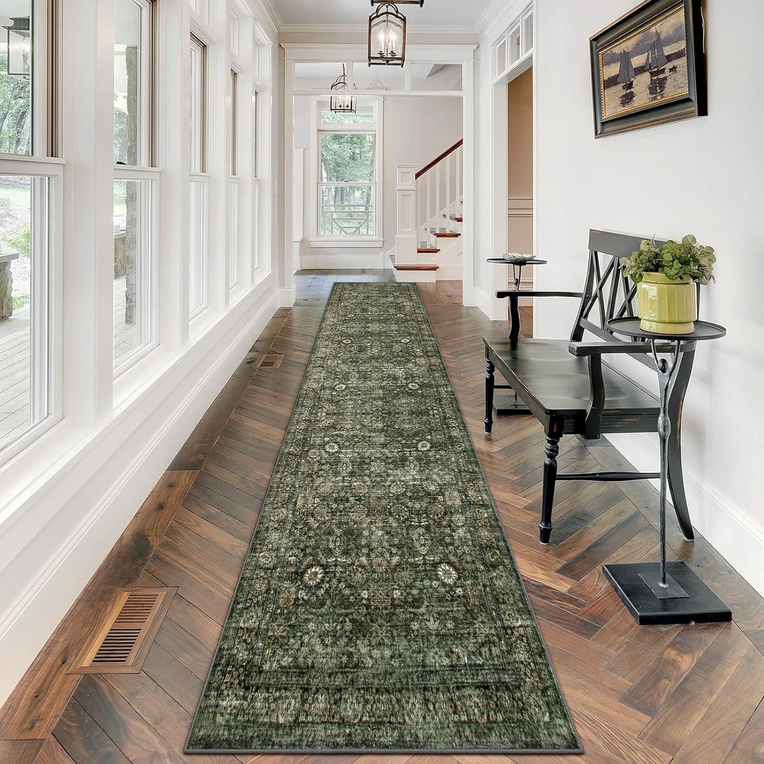Morebes Vintage Carpet Runners for Hallway 12ft, Soft & Stylish