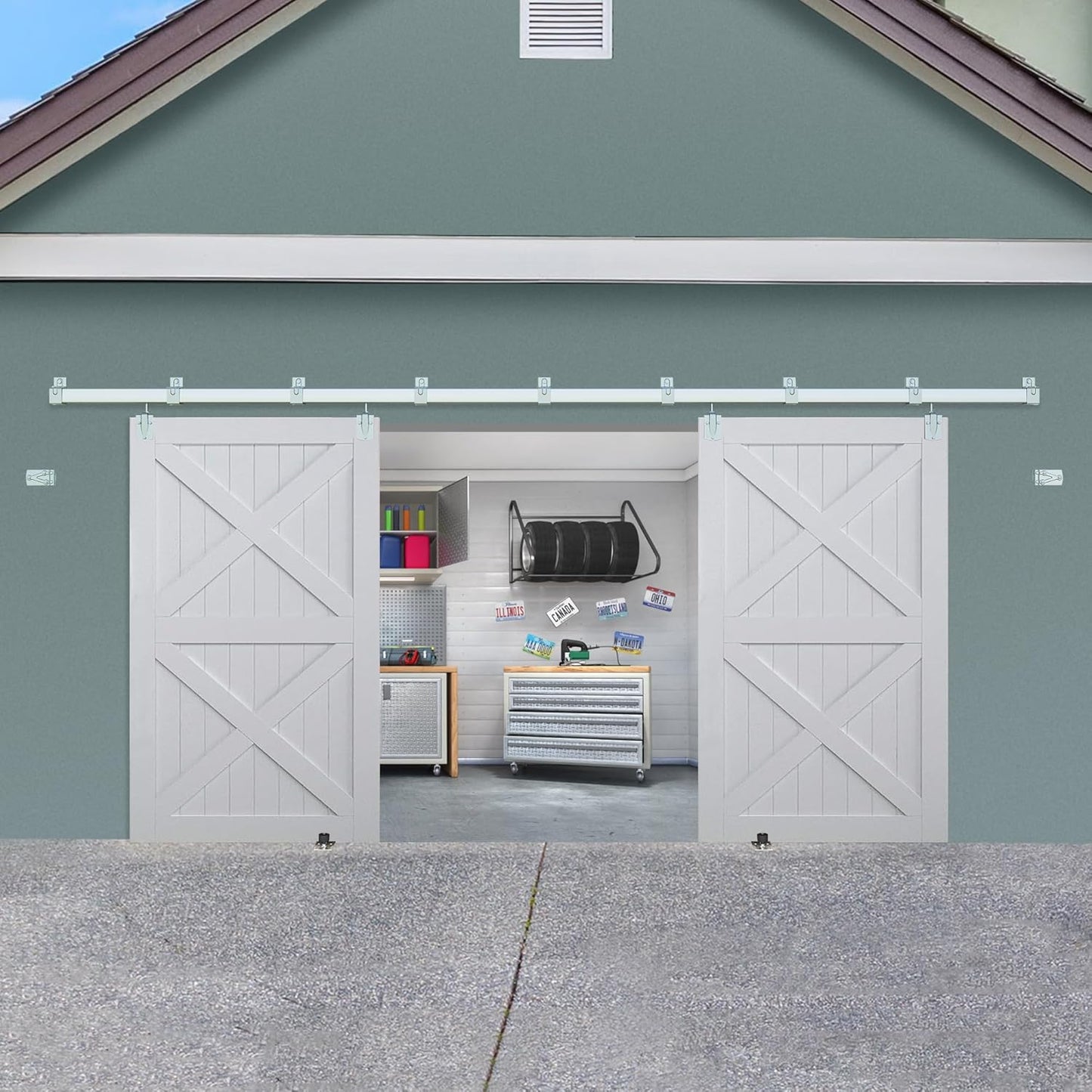 Exterior Barn Door Hardware Kit for Heavy Duty Sliding Doors