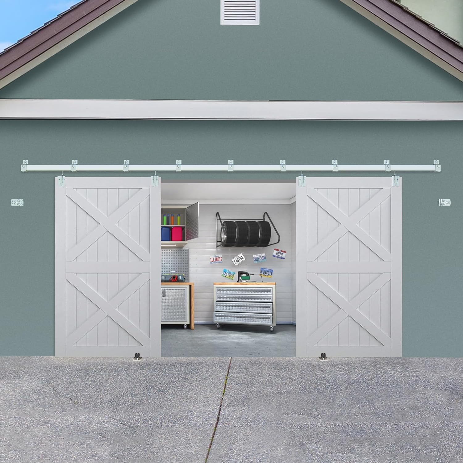 Exterior Barn Door Hardware Kit for Heavy Duty Sliding Doors
