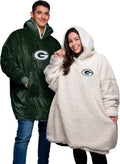 FOCO NFL Reversible Oversized Sherpa Hoodie Sweatshirt - Cozy Fan