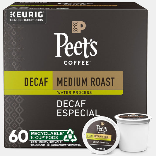 Peet's Coffee Medium Roast Decaf K-Cup Pods - 60 Count