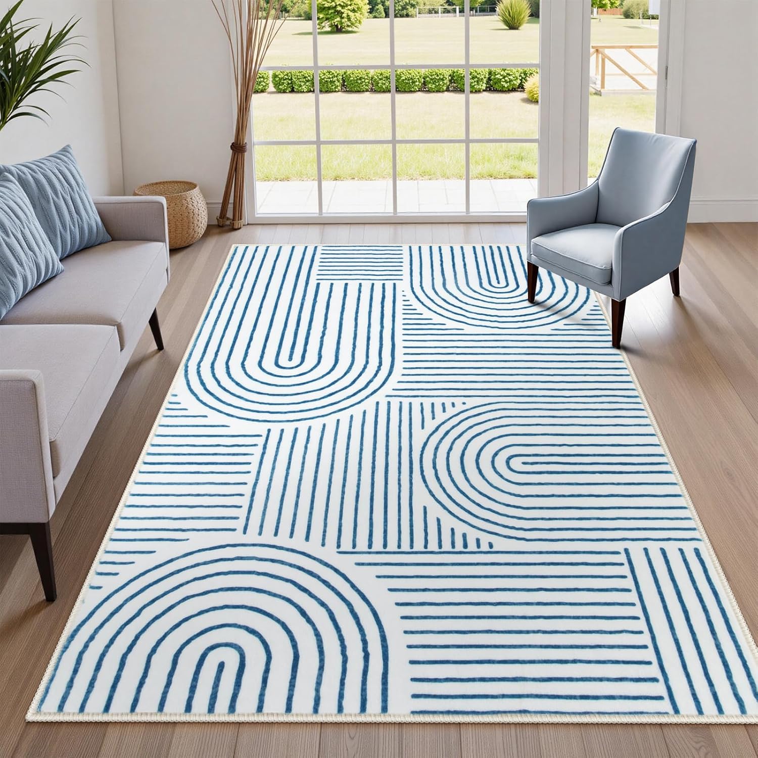 Lahome Abstract Washable Area Rugs 5x7 for Modern Spaces