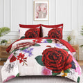 Drucon Red Floral Comforter Queen Size 7-Piece Set - Soft All-Season