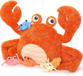 MorisMos 5 Pcs Crab Plush Stuffed Animal Set - Large Mommy Crab with 4