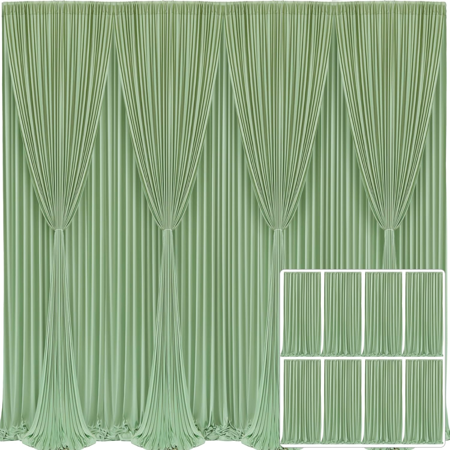 8 Panels Sage Green Backdrop Curtain for Stunning Events