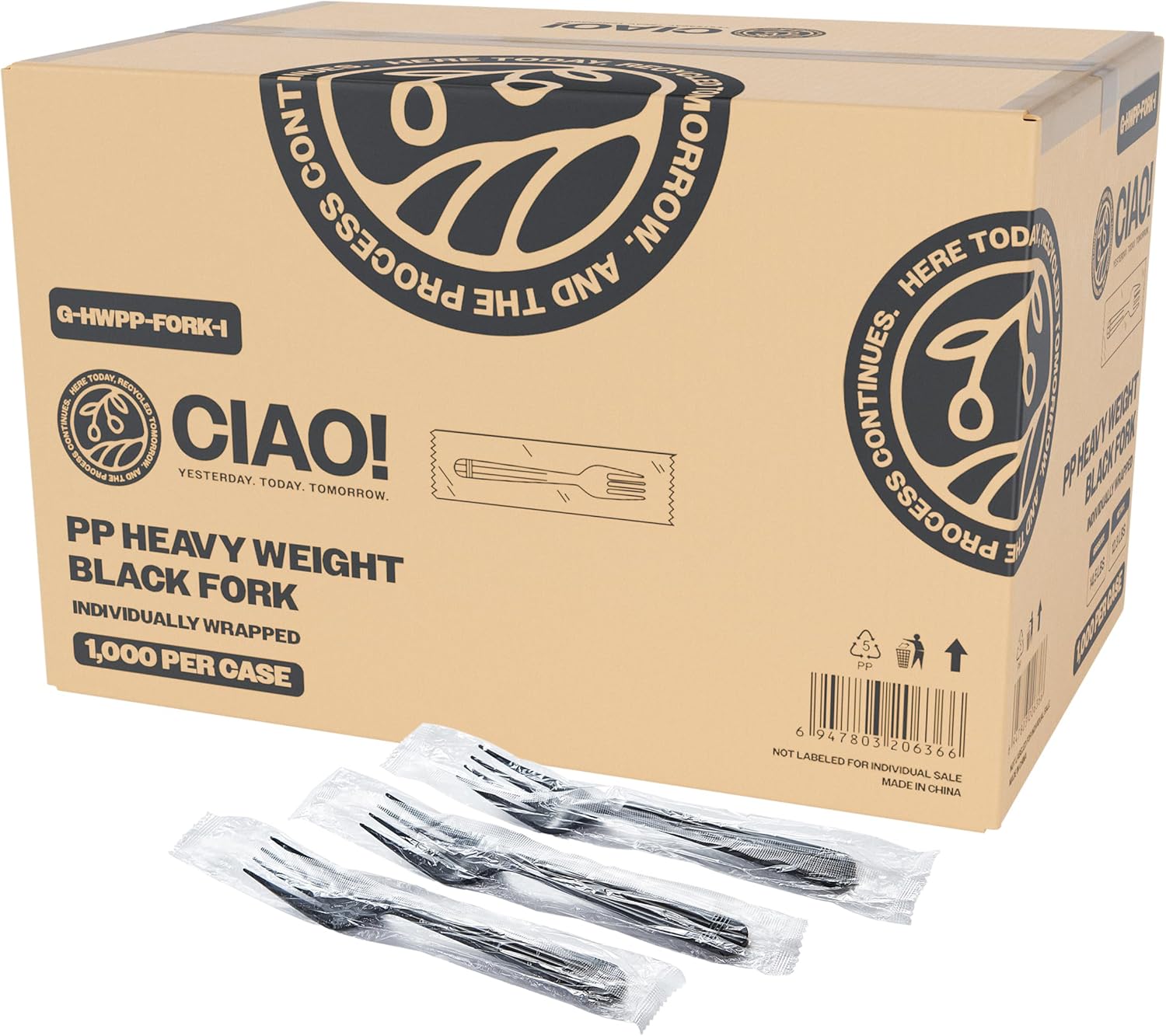 CIAO! 7.3 in Black Fork Heavy Weight Polypropylene Case
