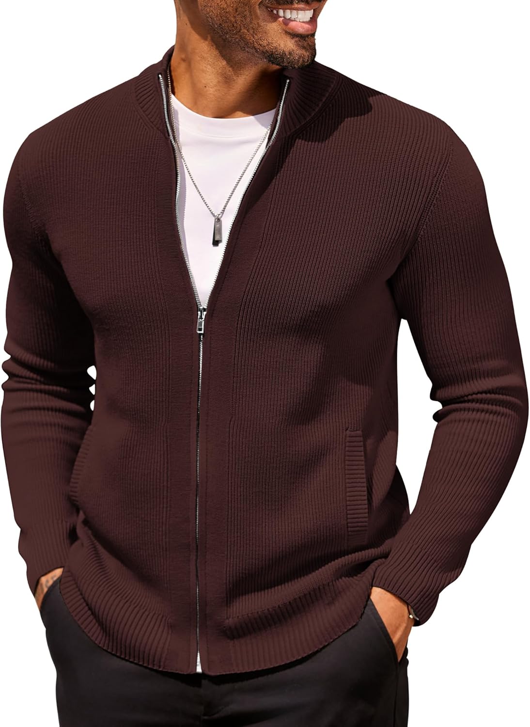 Stylish COOFANDY Mens Zip Up Cardigan Sweater for All Occasions