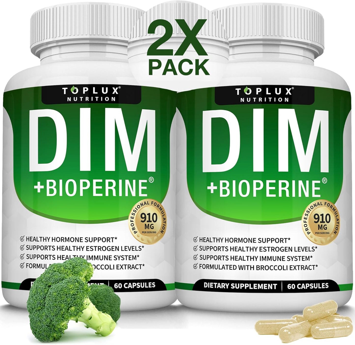 DIM Supplement 910 mg Plus BioPerine for Hormone Balance