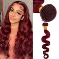 Human Hair Bundles Body Wave Burgundy Red 20 in - Single Bundle
