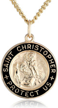 Sterling Silver Round Saint Christopher Medal Pendant Jewelry