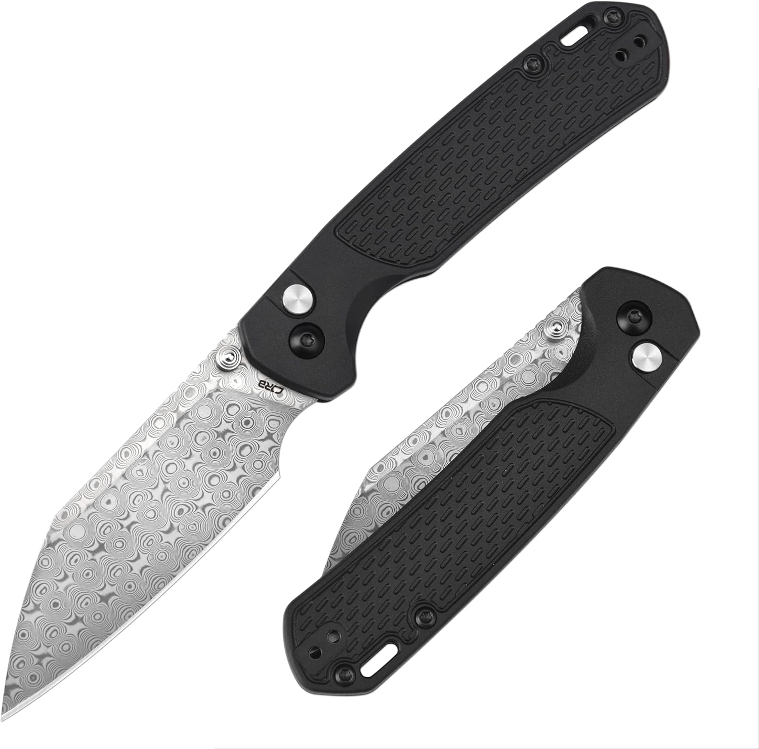 CJRB Pyrite-Light Pocket Knife with 3.34in Damascus Steel Blade