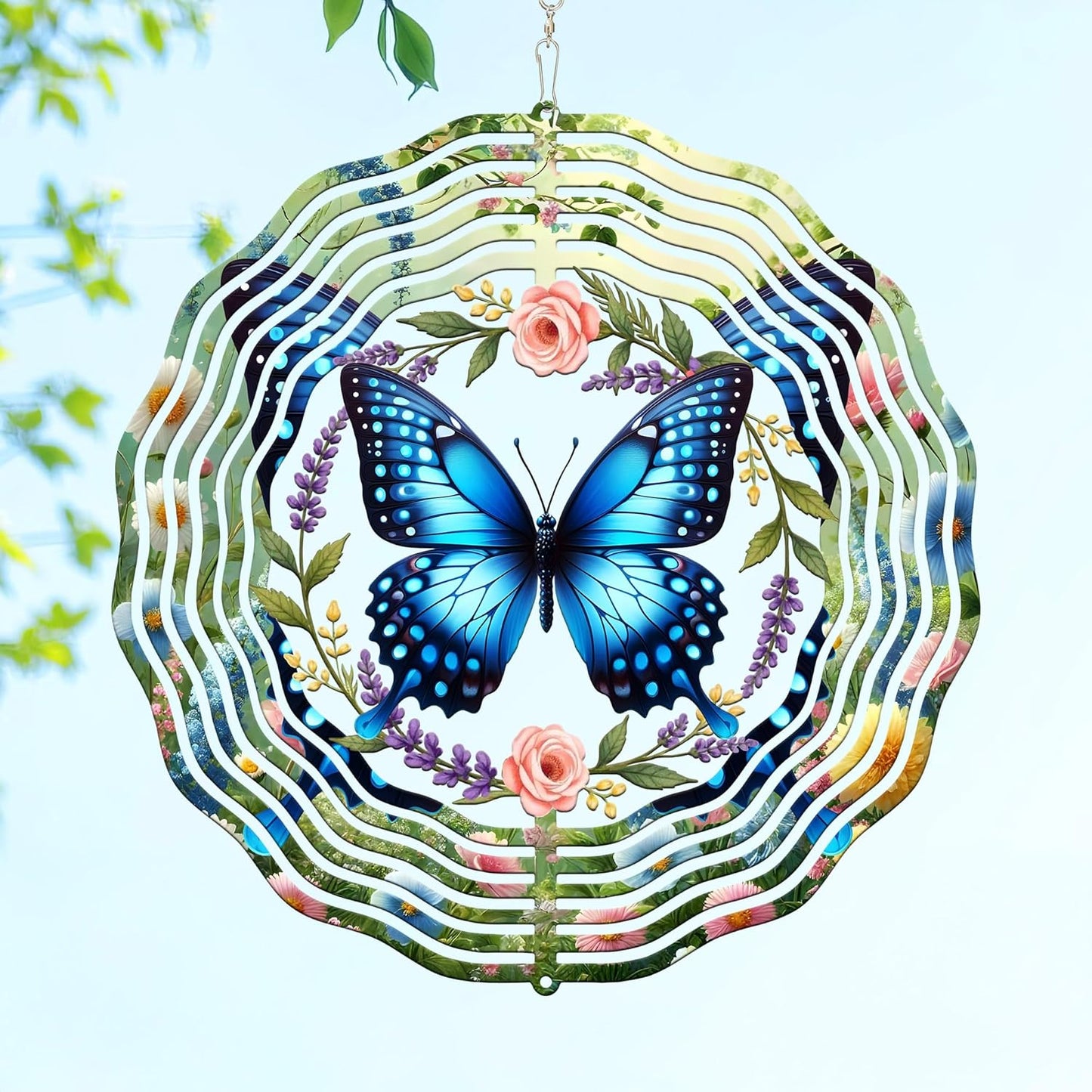 FLAGWIX Butterfly Wind Spinners Outdoor - 3D Metal Decor