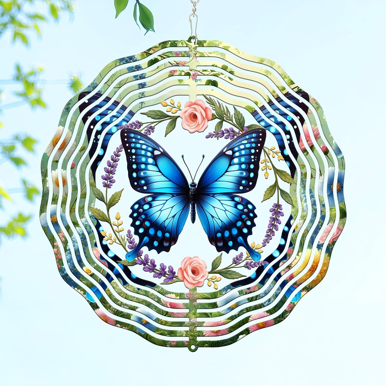 FLAGWIX Butterfly Wind Spinners Outdoor - 3D Metal Decor