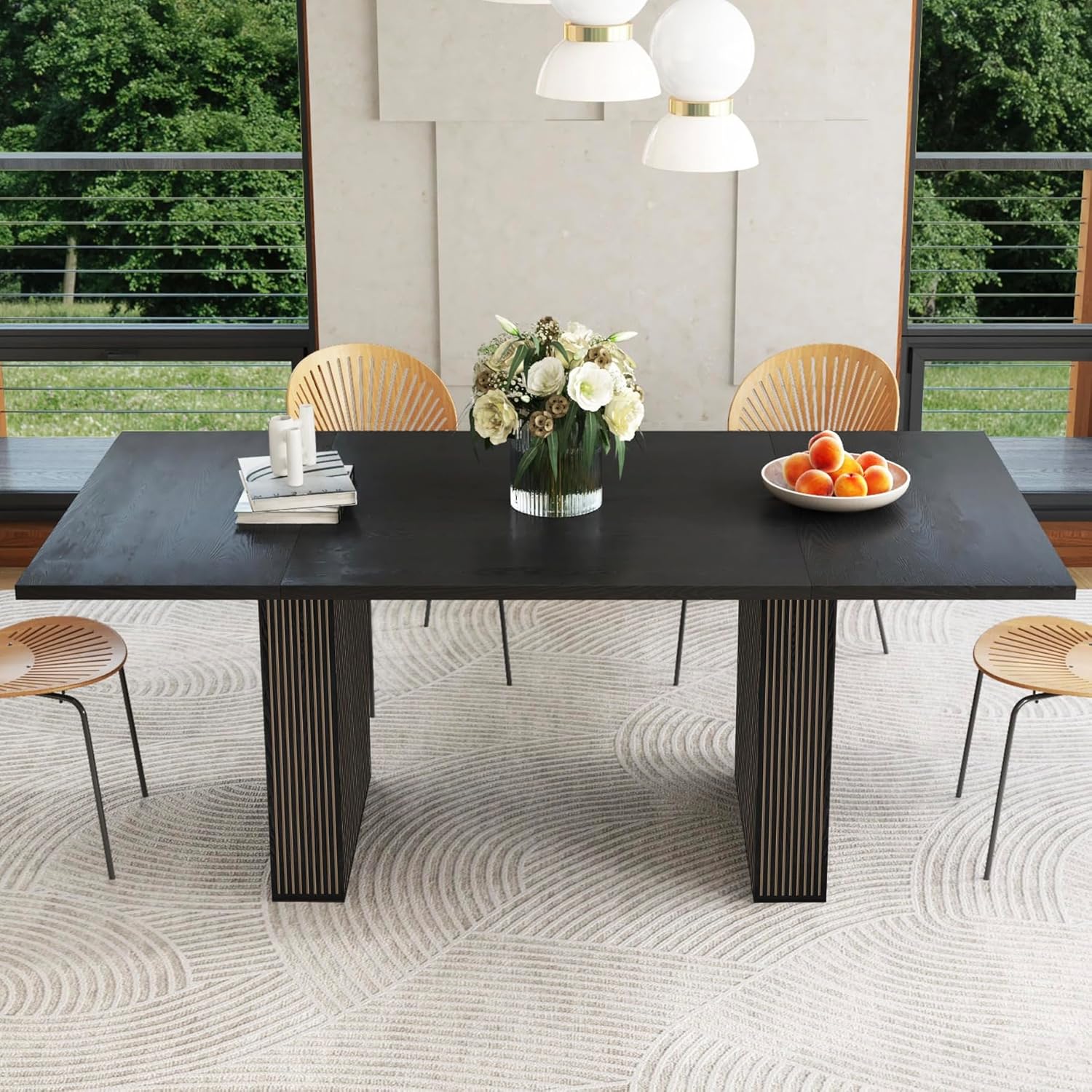 78 Inch Dining Table for 6-10, Modern Farmhouse Style Table