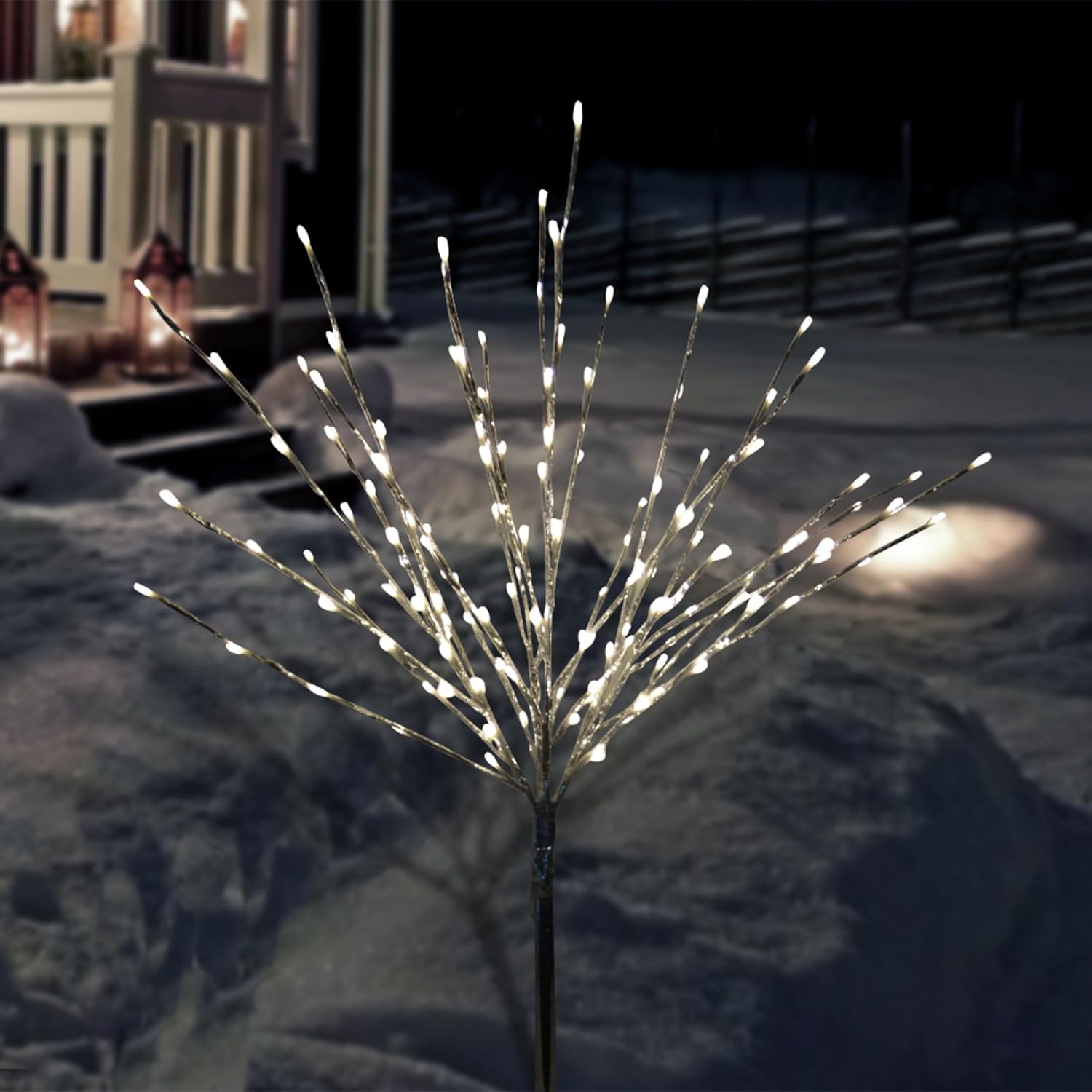 39in H Indoor/Outdoor Metallic Foil Tree Stakes with LED Lights