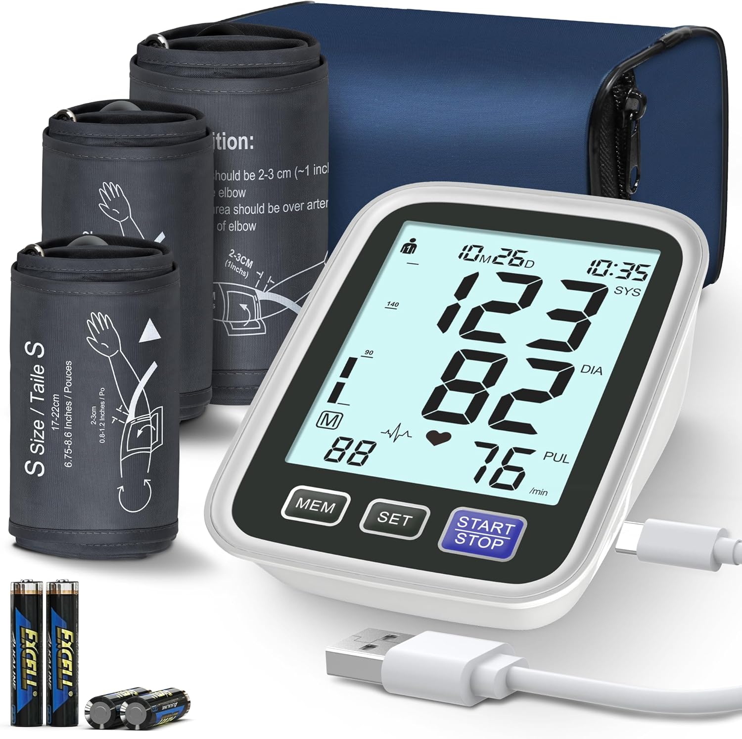 AQESO Blood Pressure Machine with 3 Size Cuffs for Home Use