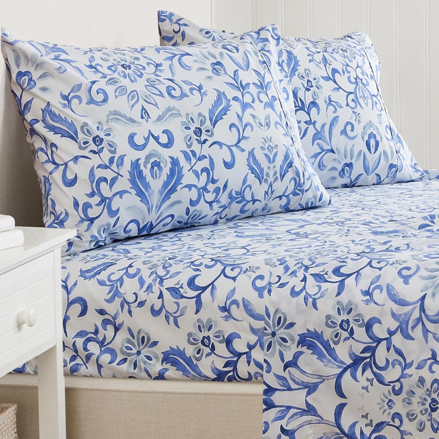 Great Bay Home 3-Piece Twin Size Floral Print Microfiber Sheets