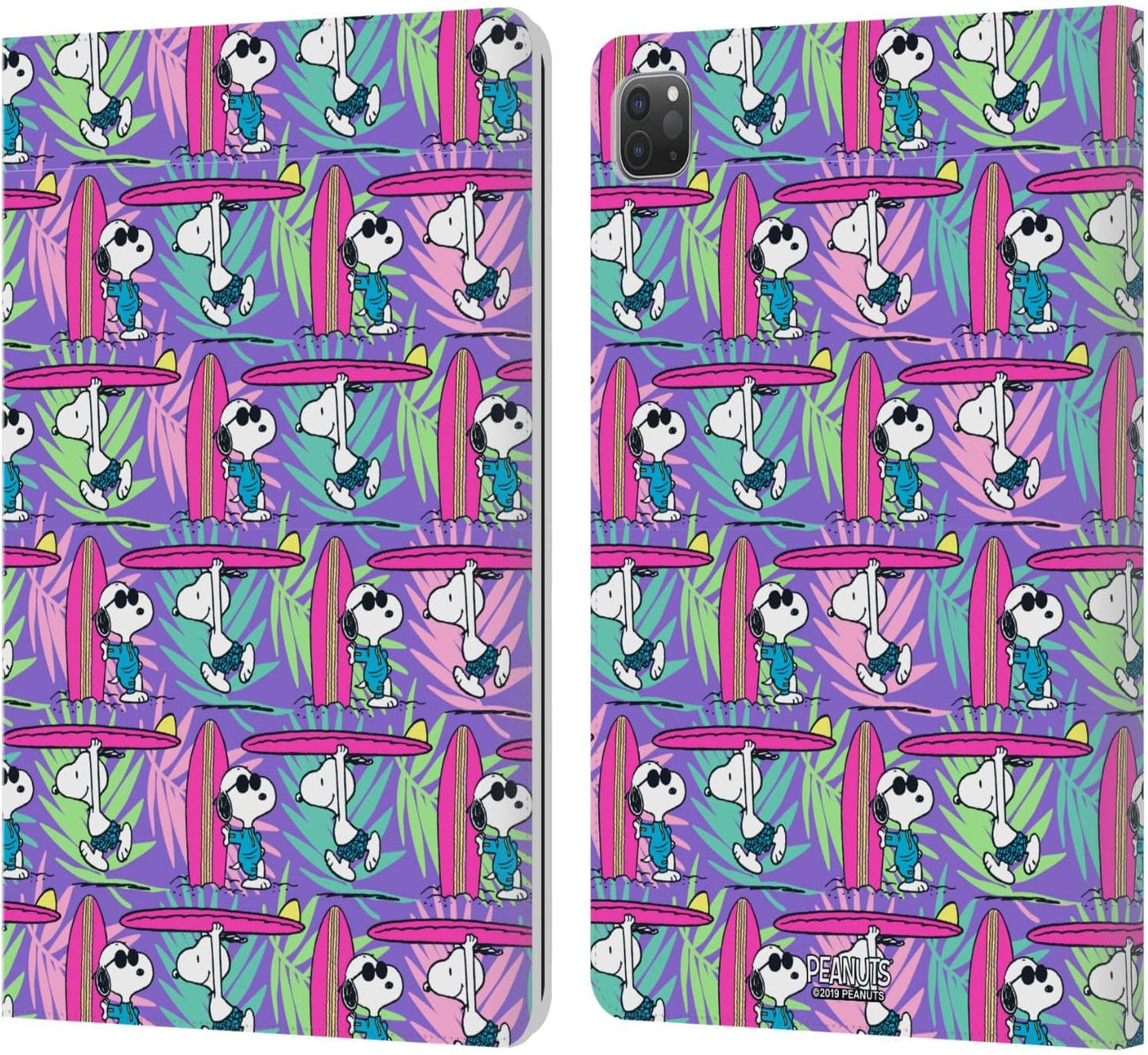 Peanuts Surf Pattern Snoopy Aloha Disco Leather Wallet Case