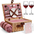 Picnic Basket for 2 Bridal Shower Gift with Mr Mrs Wine Glasses