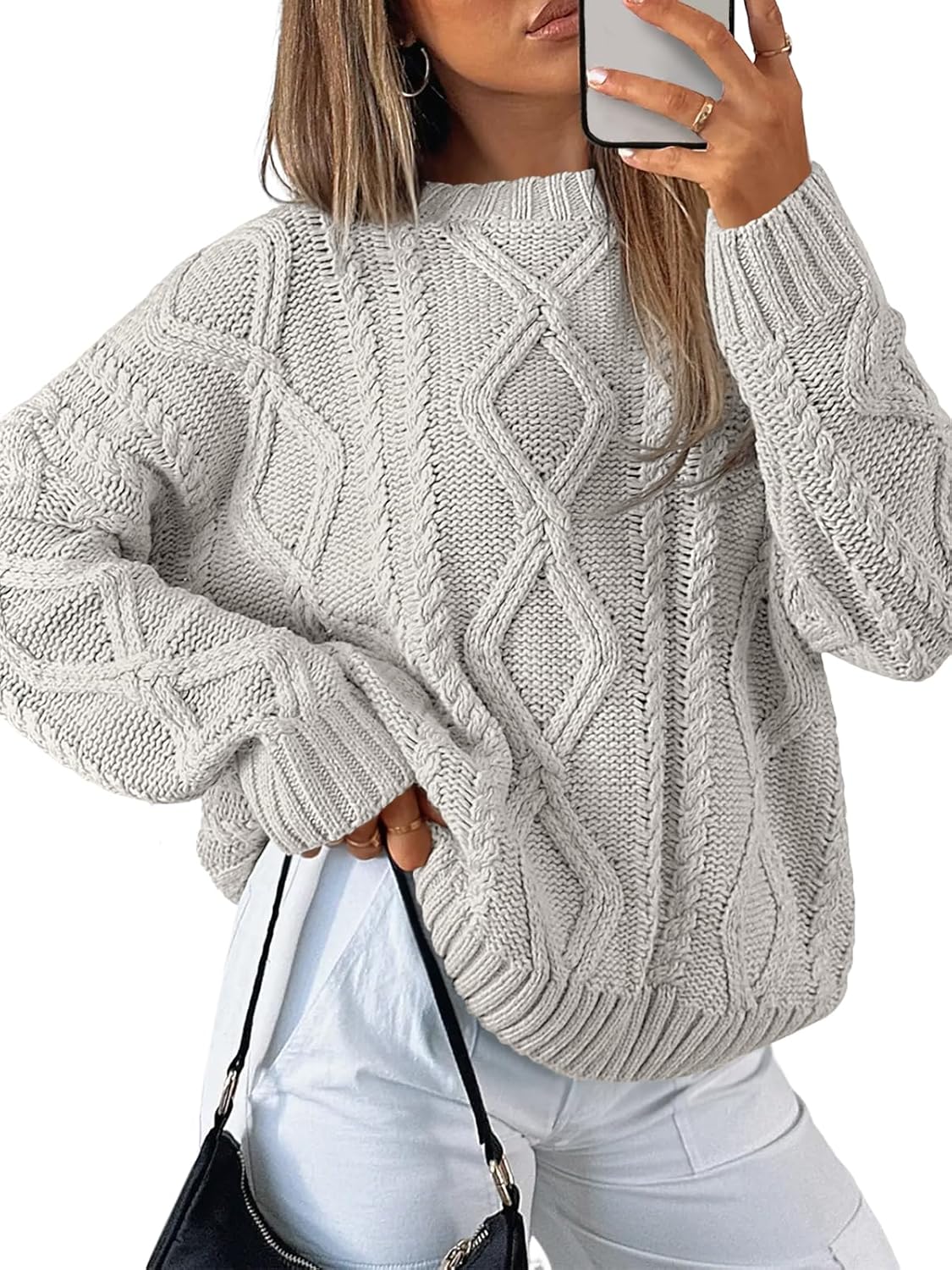 Trendy Queen Women's Oversized Cable Knit Crewneck Sweater Review