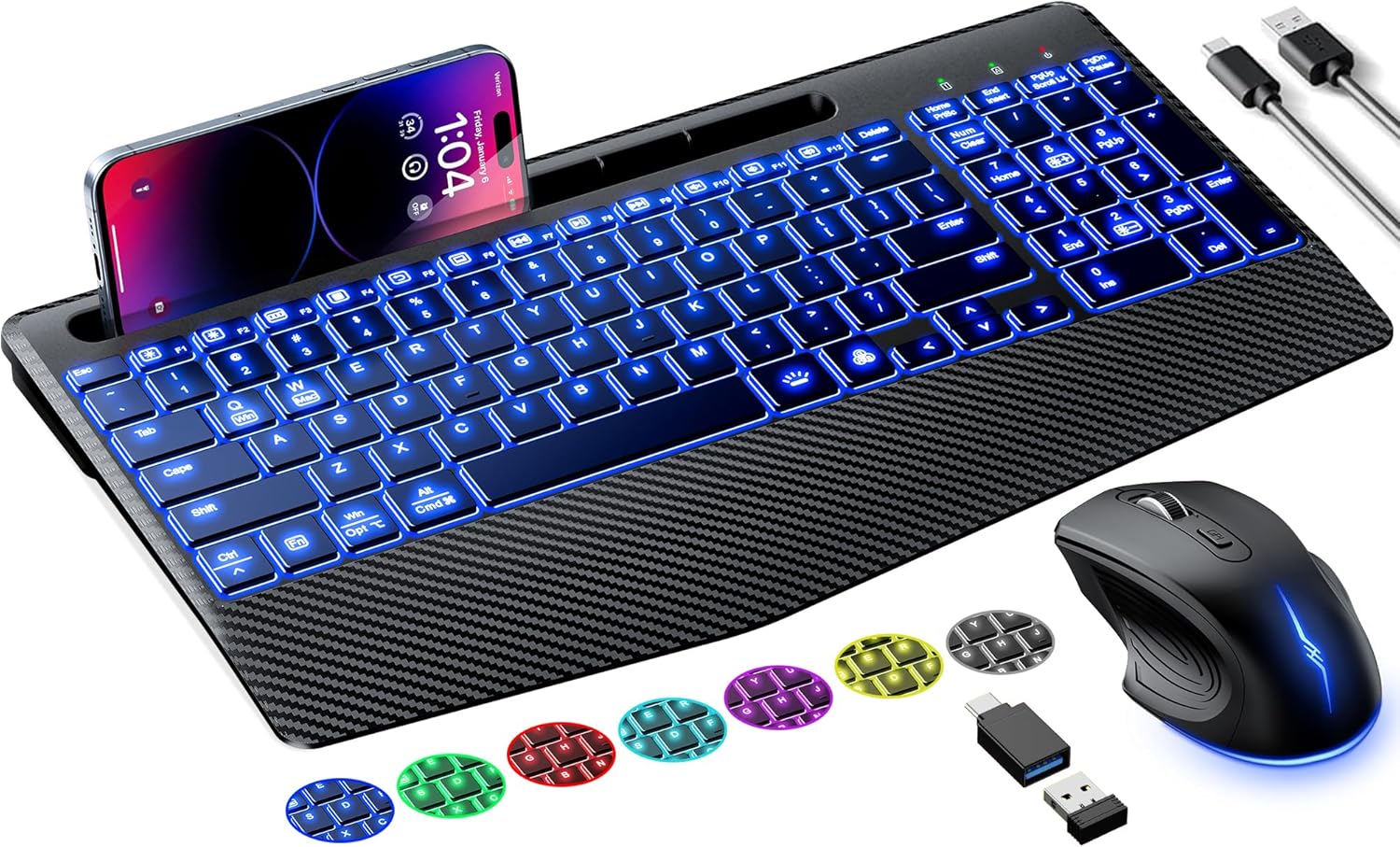 XSUTIC RGB Backlit Wireless Keyboard & Mouse Set