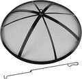 Fire Pit Spark Screen 40 in Round with Handle & Poker - Heavy Duty