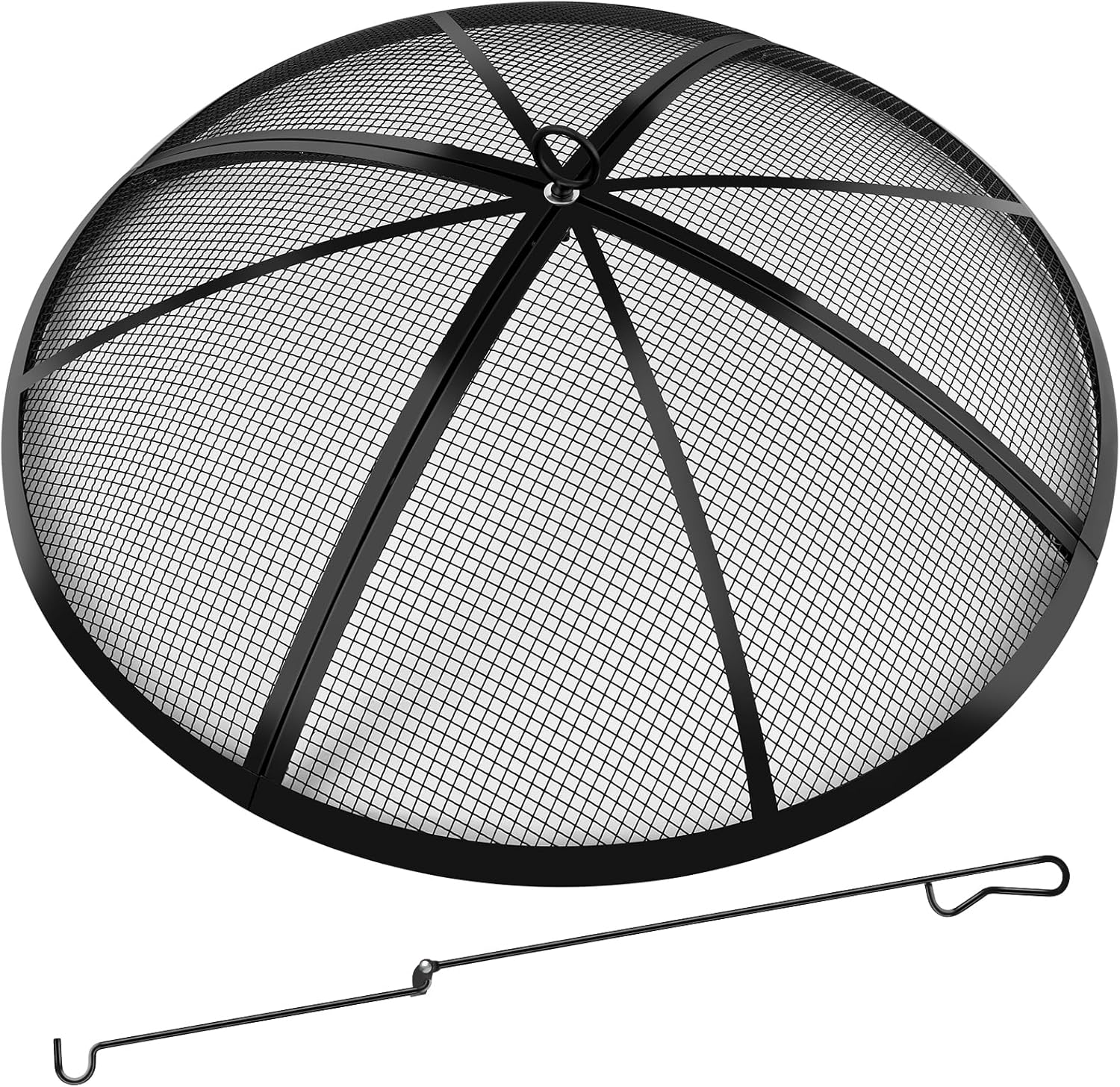 40 Inch Round Fire Pit Spark Screen with Handle & Poker