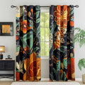 Black Boho Floral 100% Blackout Curtains for Bedroom 84 in Long