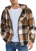 COOFANDY Men's Flannel Fleece Jacket Sherpa Lined Hoodie - Warm SOFT
