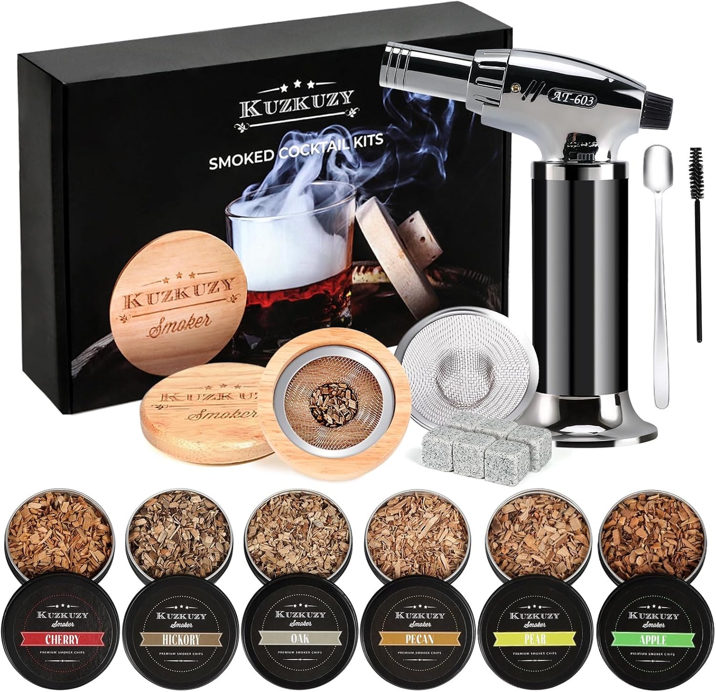 6 Flavors Cocktail Smoker Kit - Infuse Bourbon & Whiskey! 