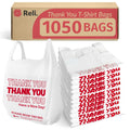 Reli. Plastic Thank You Bags 1050 Count - Bulk White Grocery Bags