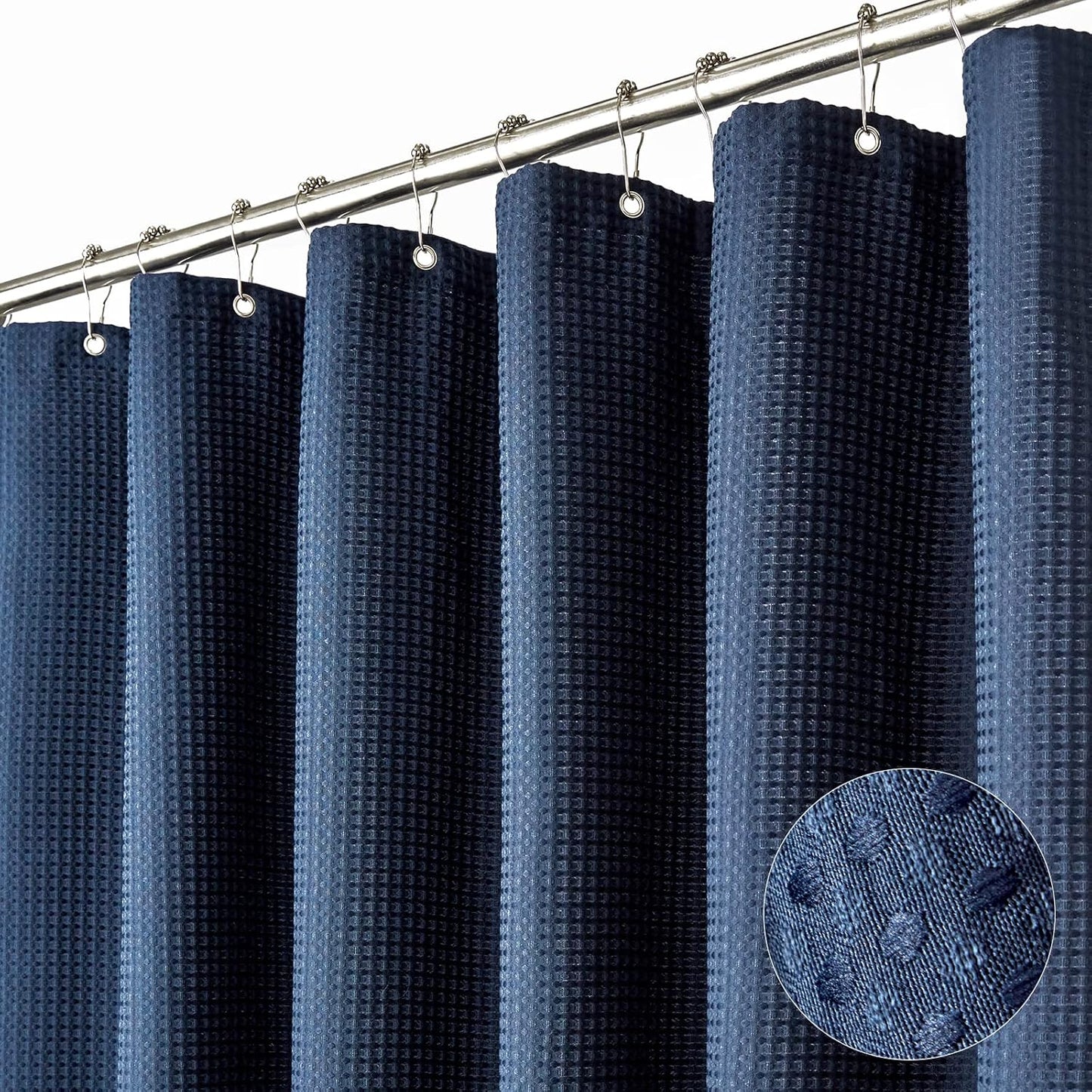 Dynamene Extra Wide Shower Curtain - 108 Inch Navy Blue Elegance
