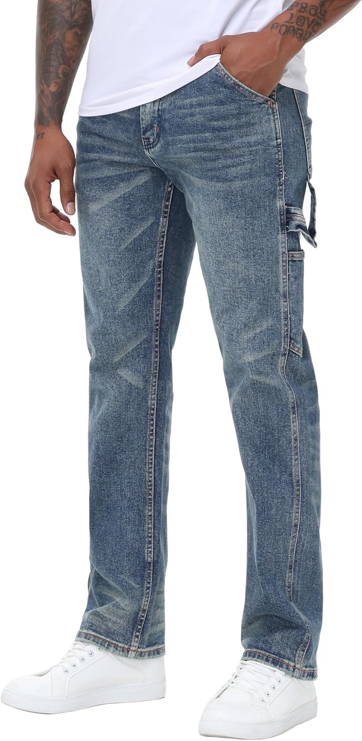 Men's Stretch Regular Fit Straight-Leg Denim Pants for Comfort