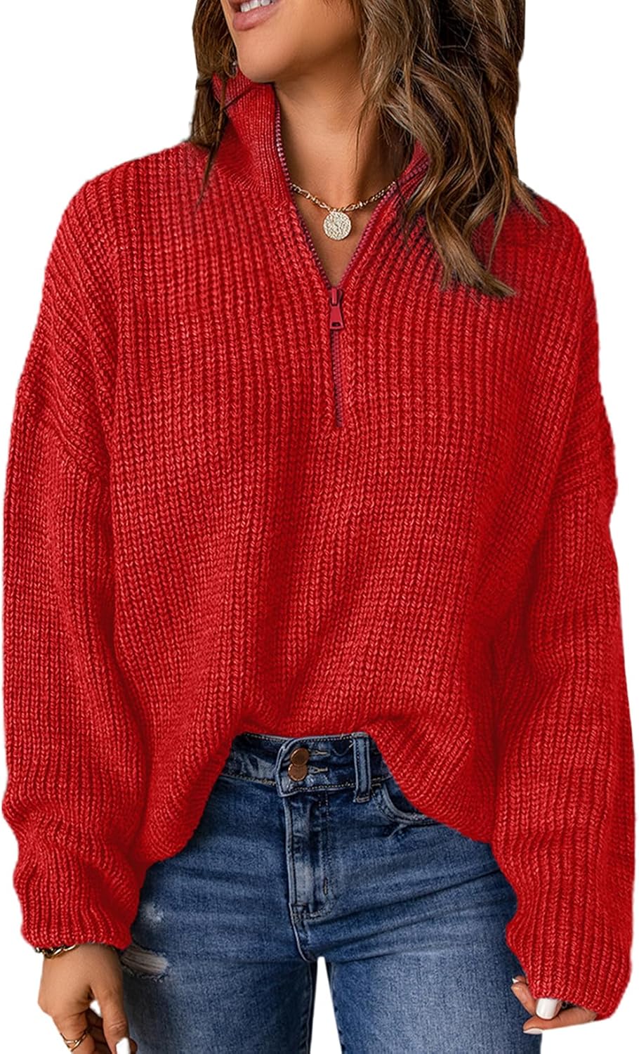 Dokotoo Womens 1/4 Zip Pullover Sweater for Casual Style