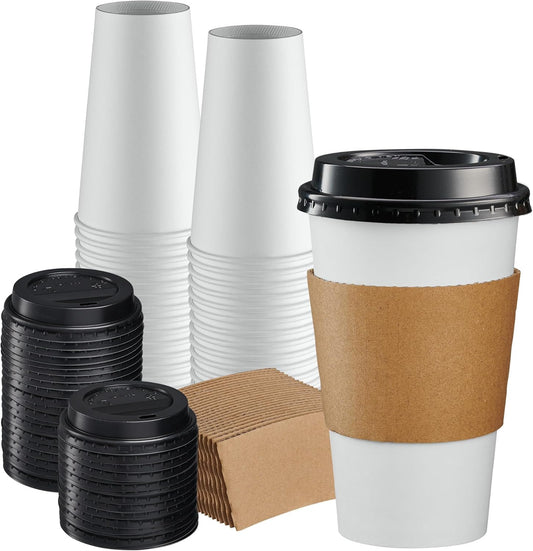 50 Sets Comfy Package Disposable Coffee Cups - Travel Ready!