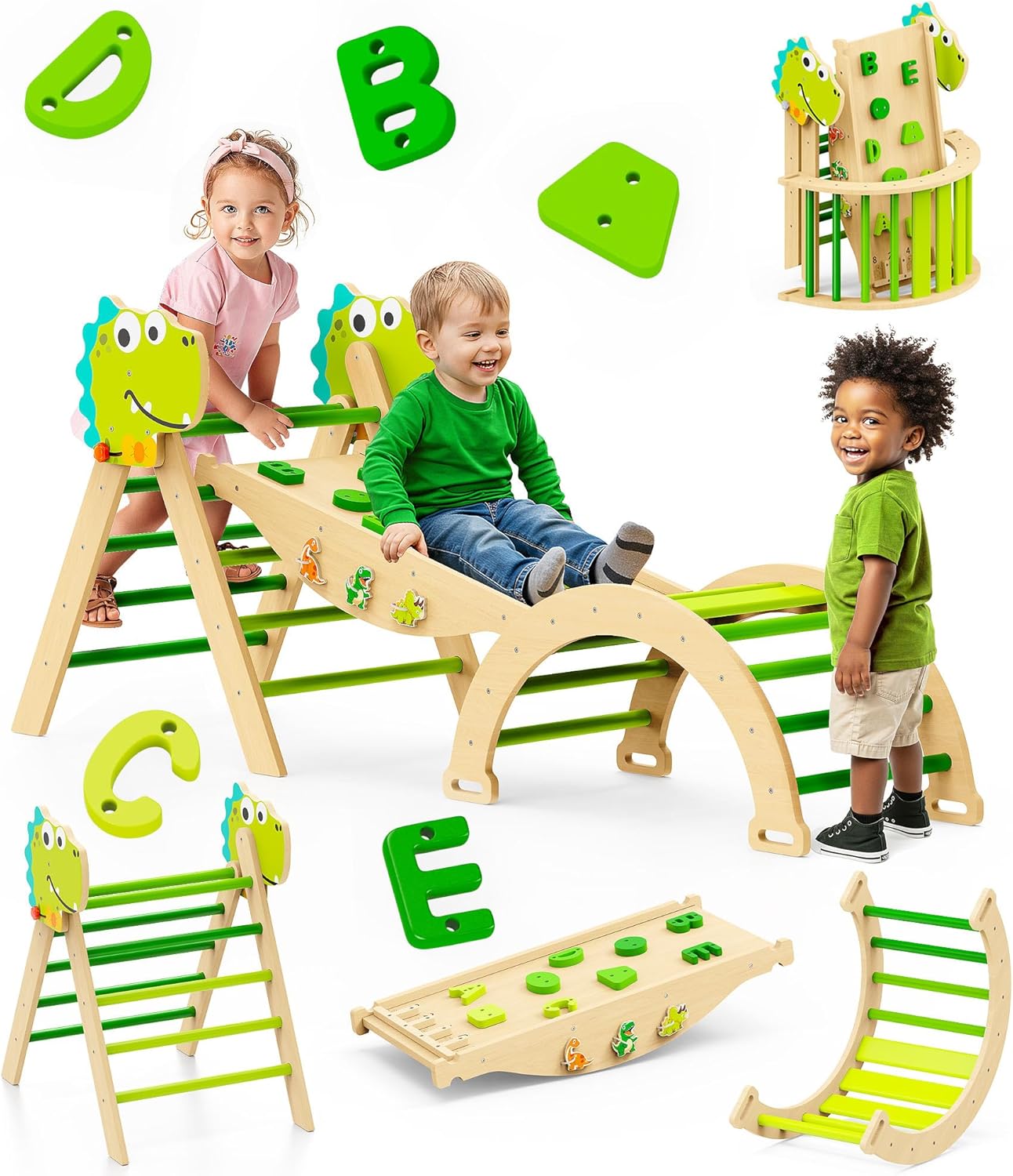 Pikler Triangle Climbing Set - 11-in-1 Indoor Jungle Gym