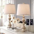 Dungoo Farmhouse Table Lamp Set of 2 with USB Ports for Bedroom