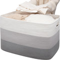OIAHOMY 118L Extra Large Blanket Basket - Spacious Cotton Rope Storage