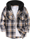 ZITY Men's Flannel Hoodie Shirt - Casual Plaid Button-Down Hooded