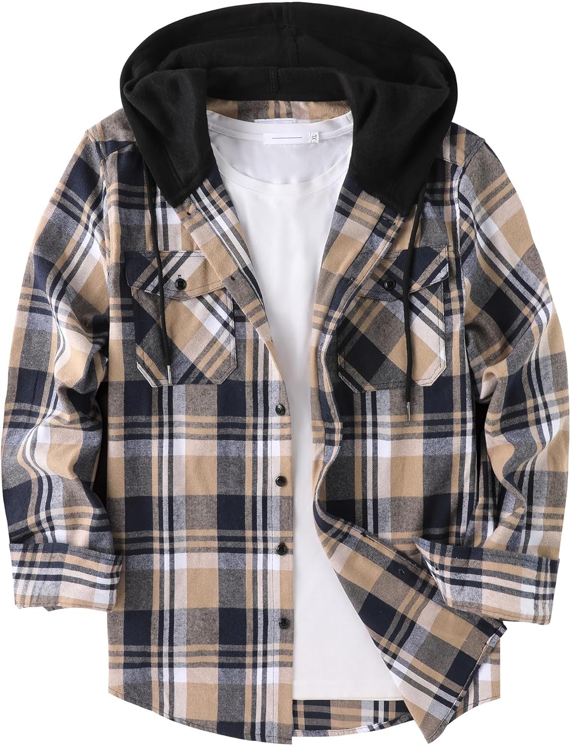 ZITY Men's Flannel Hoodie Shirt for Casual Stylish Wear
