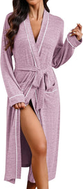 Ekouaer Womens Long Lightweight Knit Robe - Soft Casual Lounge