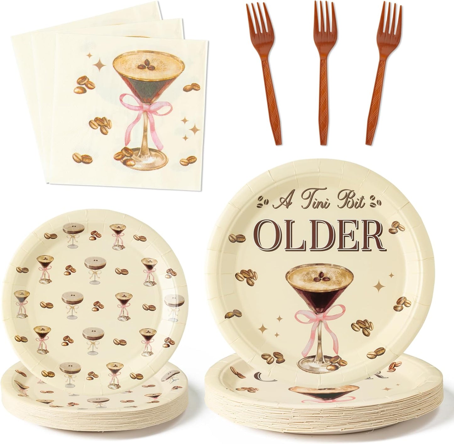 Disposable Martini Bow Party Plates - Stylish Tableware for 24 Guests