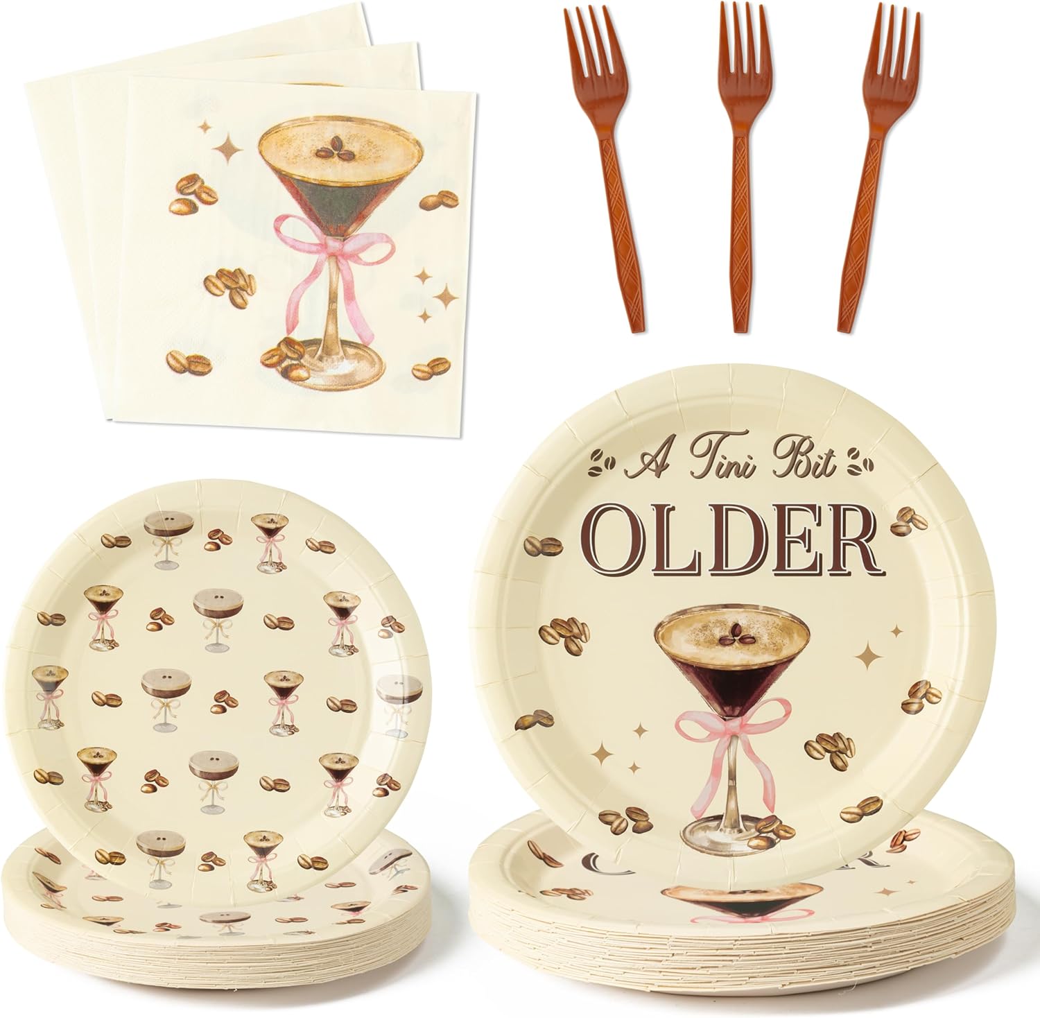 Disposable Martini Bow Party Plates - Stylish Tableware for 24 Guests