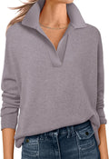 Womens Polo V Neck Long Sleeve Sweaters for Casual Business Wear
