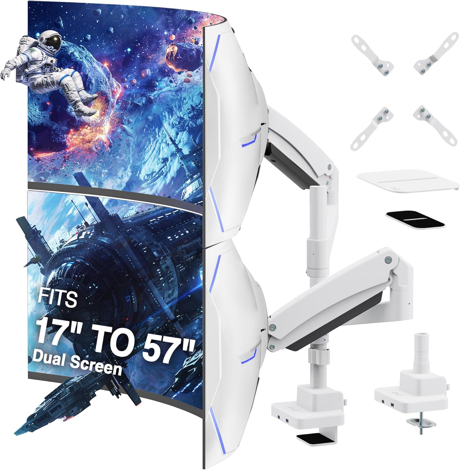 AVLT Dual 57 Inch Heavy Duty Monitor Arm with USB Ports