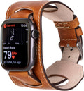 Cuff Leather Watch Band for Apple 44mm - Amber Genuine Leather
