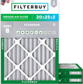 20x25x2 Air Filter MERV 8 Essential Dust & Allergy Defense - 3-Pack