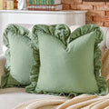 Throw Pillow Covers 20 x 20 in Pack of 2 Sage Green - Ruffle Cotton